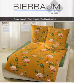 Bettwäsche Bierbaum Blumen - Dessin 3432 Curry - 135 x 200 cm - Baumwolle - Renforcé